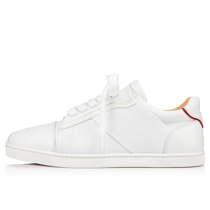 Women's Christian Louboutin Elastikid Donna Leather Low Top Sneakers - Version Bianco [2530-681]